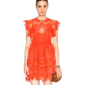 Marissa Webb Vibrant Orange Lace Mini Dress